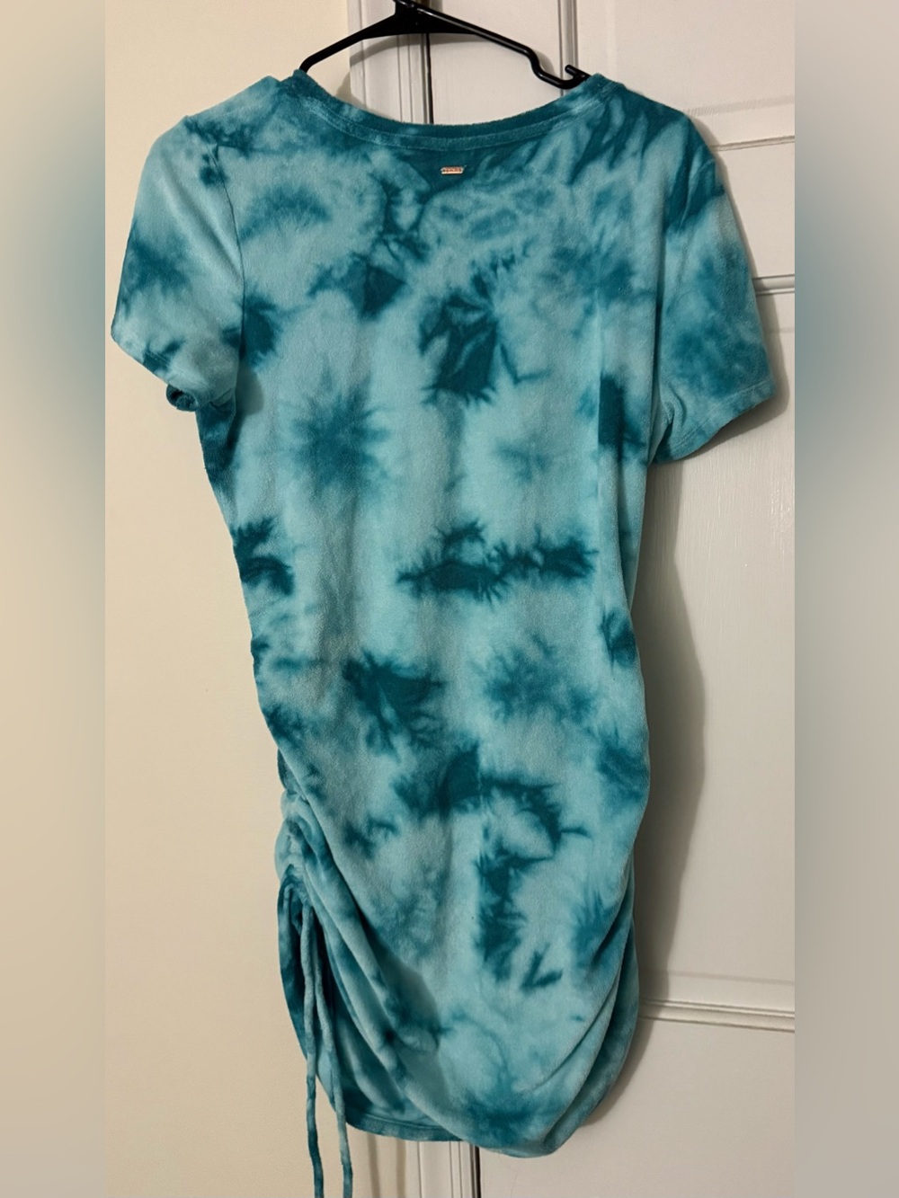 PINK Victoria's Secret Teal Tie-Dye Terry ruched Beach dress